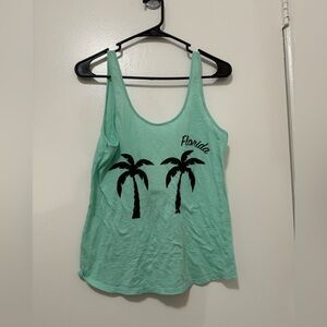 Women’s - PINK by VS Teal Scoop Back Tank w Florida Palm Trees - XS
